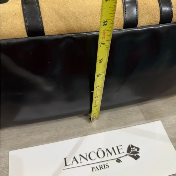LANCÔME Large Tote/Hobo Bag - Faux Suede Calf Color With Black Bottom/Straps - Picture 3 of 12